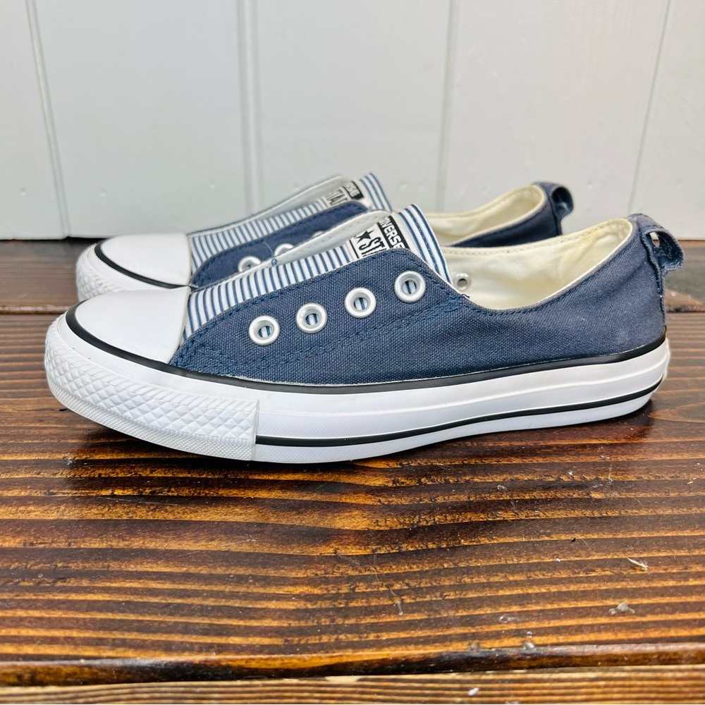 Converse Blue Denim / Striped Slip On Sneakers